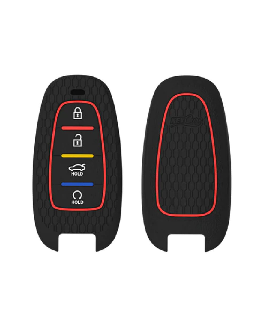 Keycare Silicone Key Cover KC75 Compatible for Hyundai Tucson 4 Button Smart Key | Black